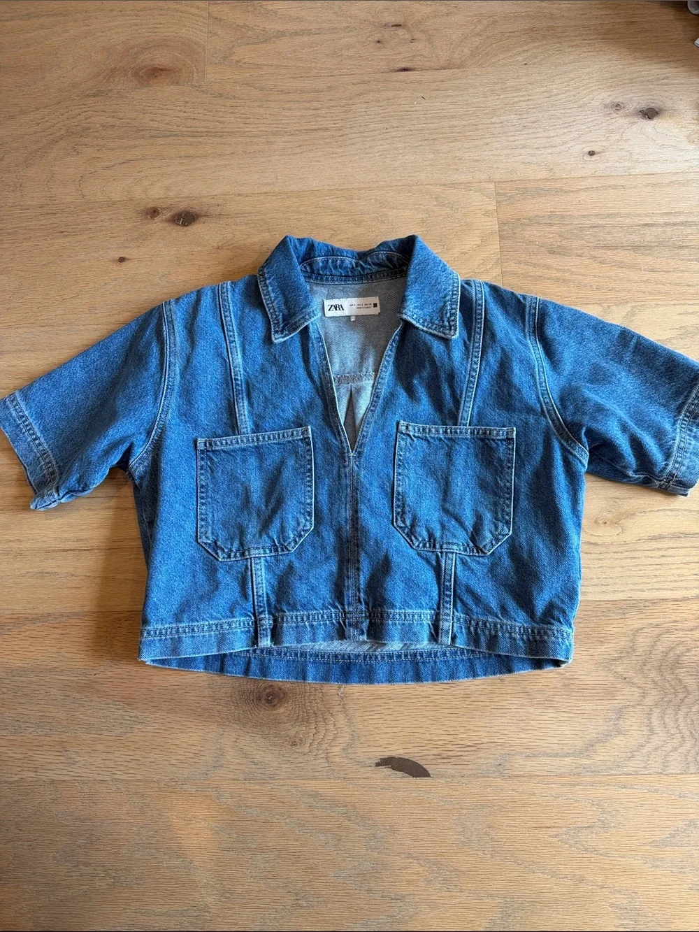 Zara Denim Cropped Top S - Picture 1 of 1